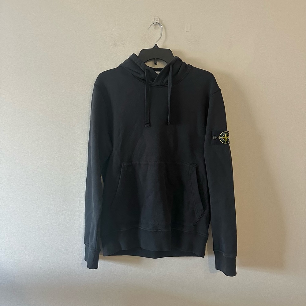 Stone Island Black Patch Logo Pullover Hoodie Kan… - image 1